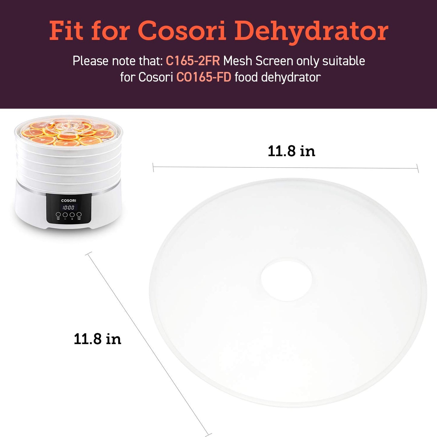 COSORI Food Dehydrator Machine Fruit Roll Sheets, BPA-Free Dehydrator Sheets for Round Dehydrator for Jerky Meat Beef Fruit, C165-2FR,2Pack
