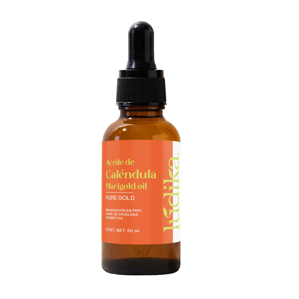 Lúdika | Aceite de Caléndula 50 ml | Calma Piel Sensible y Reactiva | Cicatrizante Antiinflamatorio | Antiacné Antioxidante | para Rostro Cuerpo Cabello y Masaje
