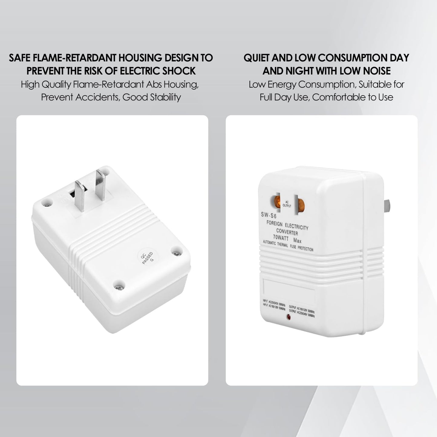Transformador Convertidor de Voltaje Walfront Enchufe CN para Viaje 70W 110V a 220V 240V