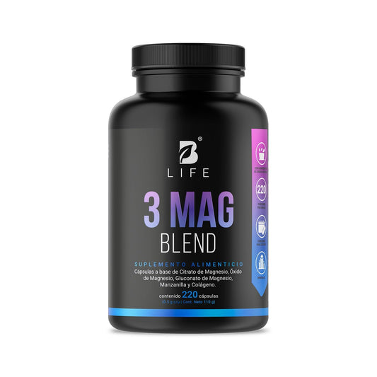 B Life Company | Citrato, Óxido y Gluconato de Magnesio | 220 Cápsulas de 500 mg | Alta absorción. Ingredientes Naturales. 3 Mag Blend.