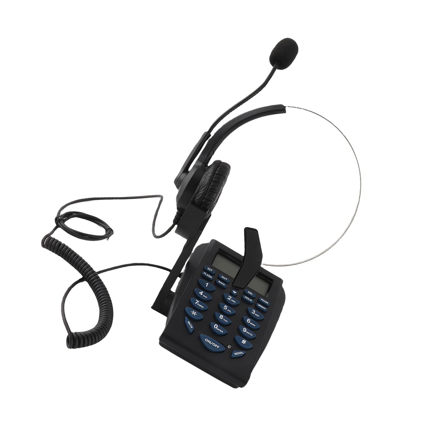 ASHATA Mini FSK/DTMF Business Teléfono Fijo,Centro de Llamadas Teléfono con Auriculares Manos Libres,Call Center Teléfono con Cable Retroiluminación para Oficina,Contestar Automática/Manual