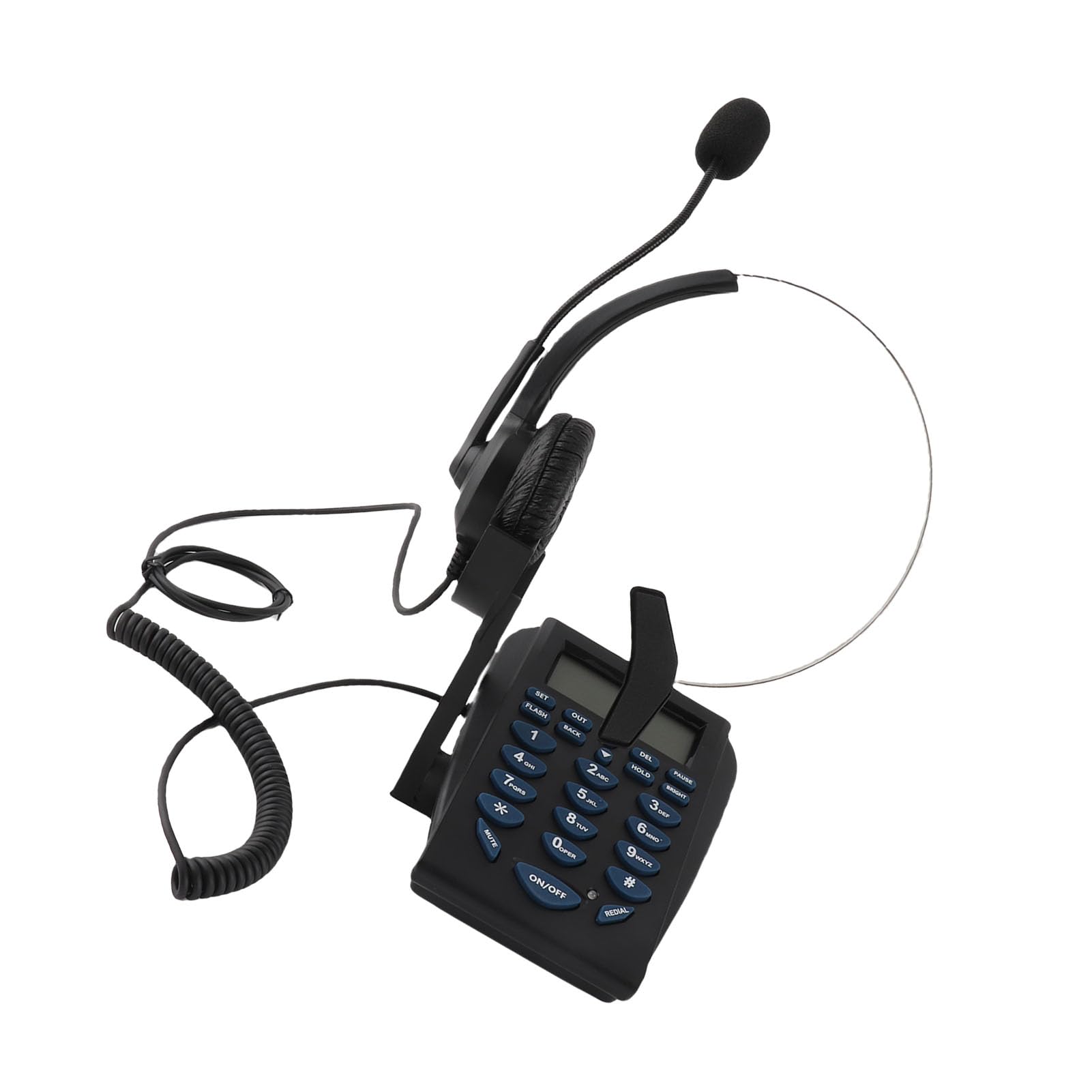 ASHATA Mini FSK/DTMF Business Teléfono Fijo,Centro de Llamadas Teléfono con Auriculares Manos Libres,Call Center Teléfono con Cable Retroiluminación para Oficina,Contestar Automática/Manual