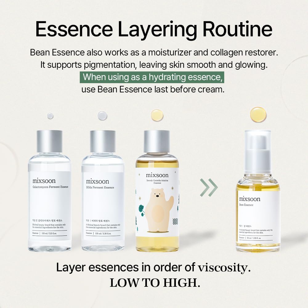 [Mixsoon] Bean Essence 1.01 fl oz/30ml | Natural Fermented Soybean Serum for Hydration and Nourishing Skin | Cruelty Free