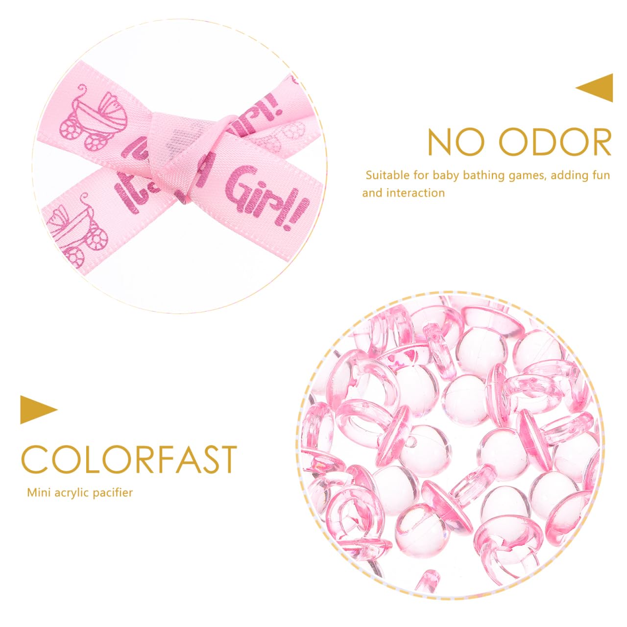 Mini Chupetes Acrílicos Rosa Con Listón para Baby Shower