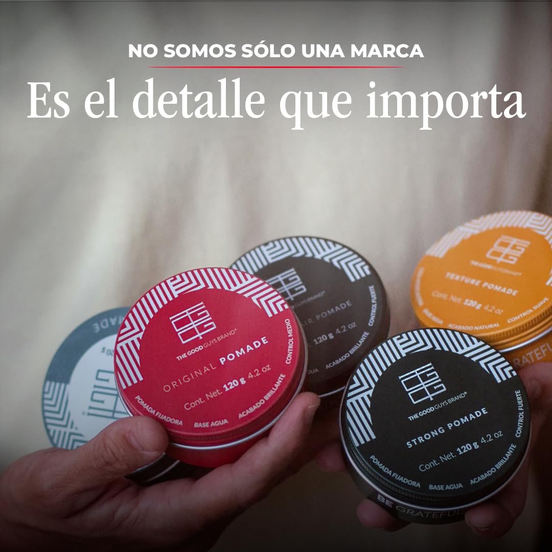 Cera para Cabello Hombre 500 gr | Original Pomade Fijación Media | Aspecto Brillante y Saludable | Pomada para Cabello Hombre Sin Químicos Agresivos | THE GOOD GUYS BRAND