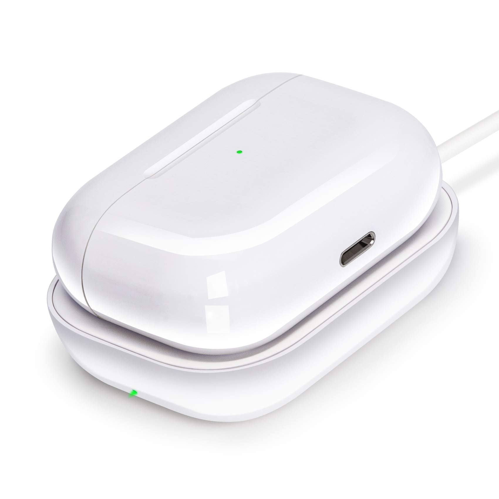 Cargador para Airpods Pro, cargador inalámbrico para AirPods 4 (cancelación activa de ruido)/3rd/AirPods Pro 2nd/Airpods Pro/Airpods, estación de carga para Airpods y Airpods Pro, blanco-2