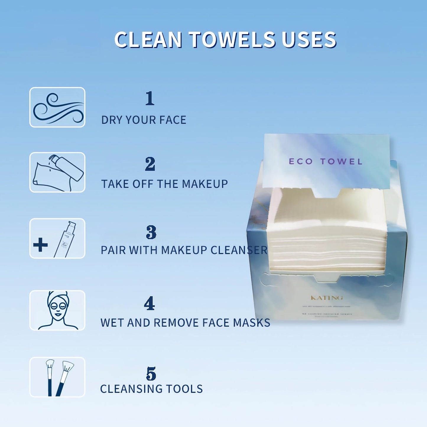 Toallas faciales desechables biodegradables suaves para piel sensible, paños sin pelusa para lavado facial, cuidado de la piel y eliminación de maquillaje, toallas húmedas y secas, 50 hojas (2)