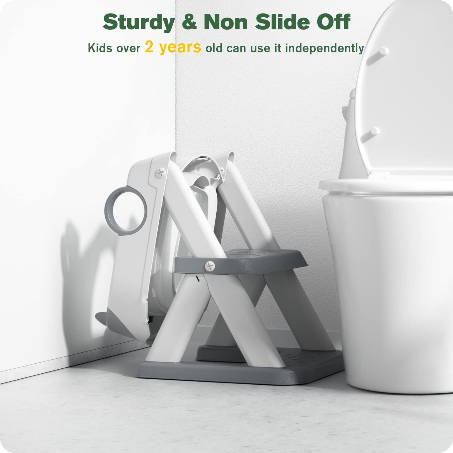 Asiento de Entrenamiento Rabb 1st Blanco Mejorado con Protector de Salpicaduras y Taburete Antideslizante para Niños y Niñas