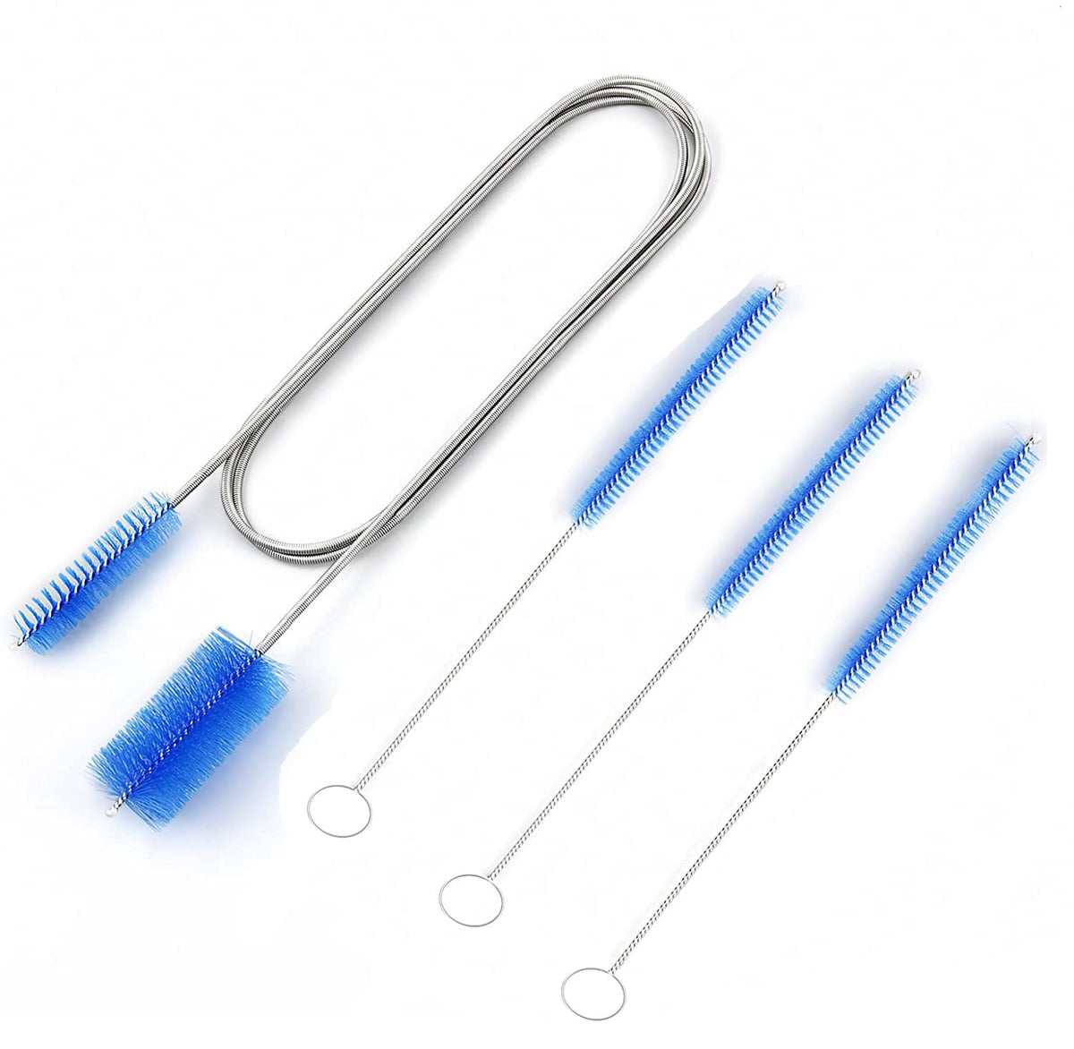 Limpiador de línea de cepillo para polvo de drenaje de pajita flexible, limpiador de nailon de 5 pies de largo, tubo de manguera elástica de doble extremo y 3 cepillos de limpieza de paja de 10