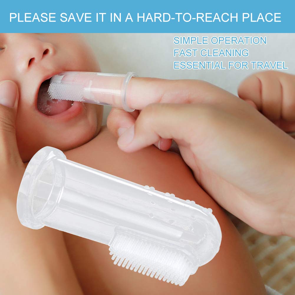 Cepillo de dientes para dedos de bebé de 10 piezas, cepillo de goma para bebés recién nacidos, masajeador de silicona suave, cuidado bucal, limpieza(Transparente)