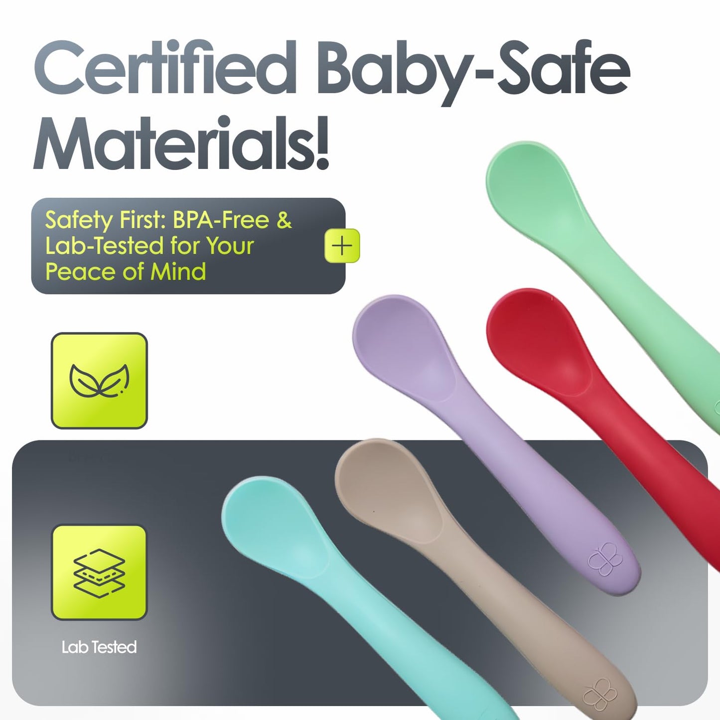 bblüv - Spoön - 5 cucharas de silicona para bebés - Cucharas para niños pequeños, para autoalimentación para bebés, silicona de grado alimenticio, sin BPA, apta para lavavajillas (Pink)