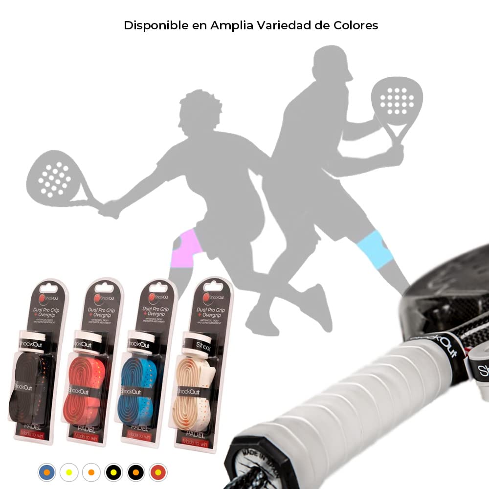 Grip Y Overgrip ShockOut Pro Fucsia Amarillo con Absorción de Impactos para Deportes de Raqueta