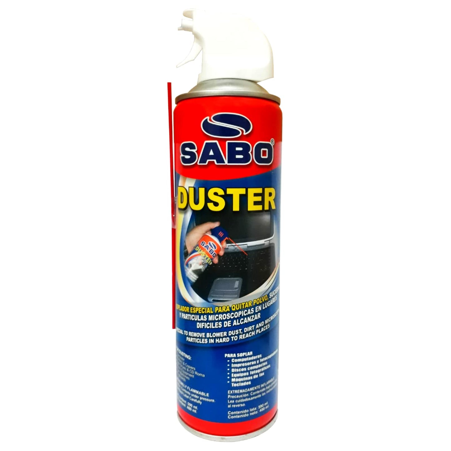 Aire Comprimido SABO Negro con Popotillo 590 Ml para Limpieza Profesional