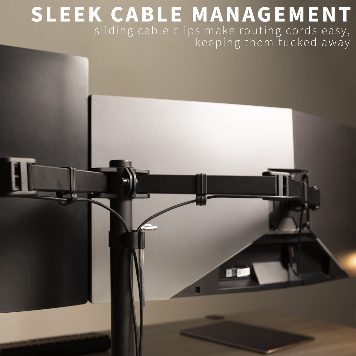 Soporte de Montaje de Escritorio VIVO Negro para Monitor Dual de Movimiento Completo VESA