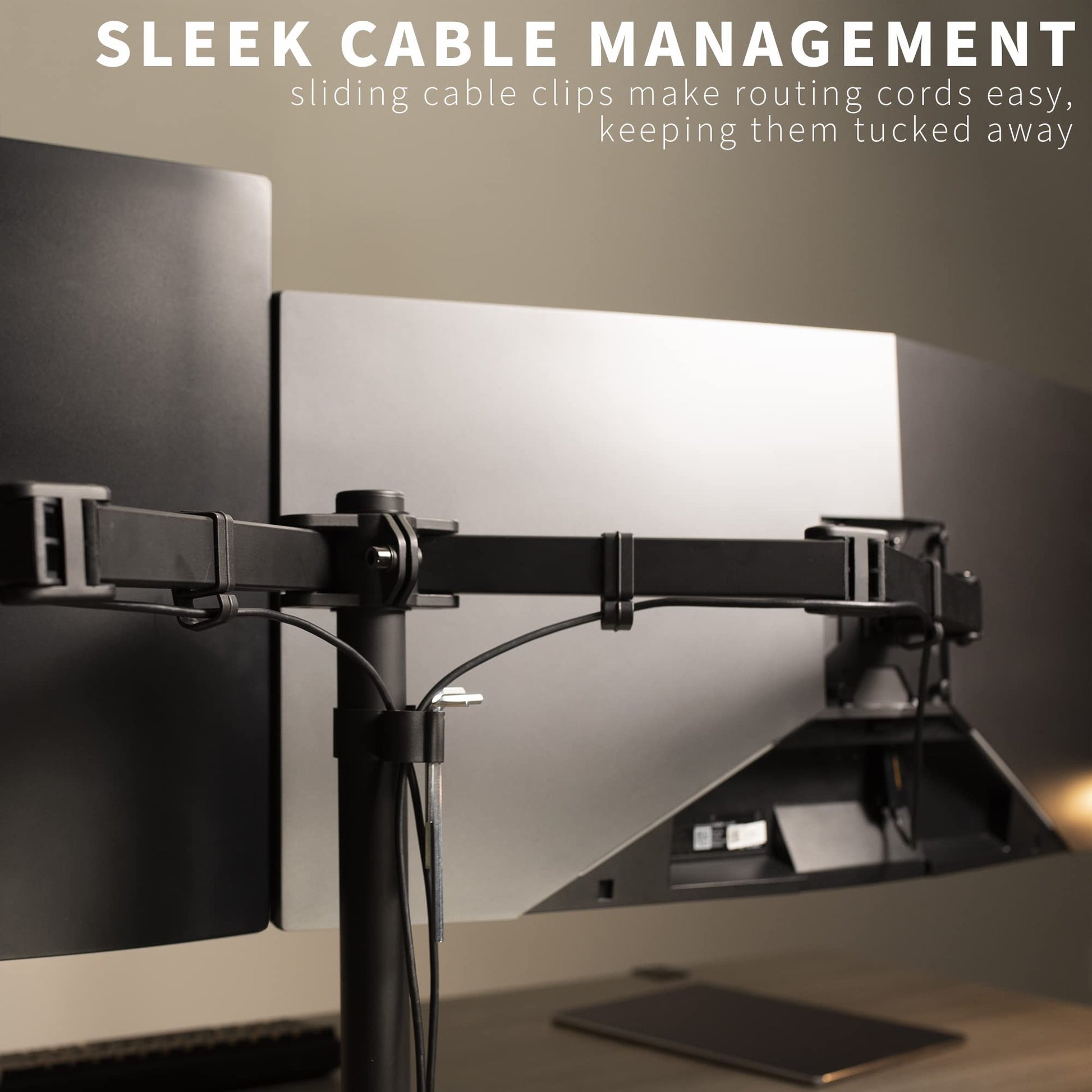 Soporte de Montaje de Escritorio VIVO Negro para Monitor Dual de Movimiento Completo VESA