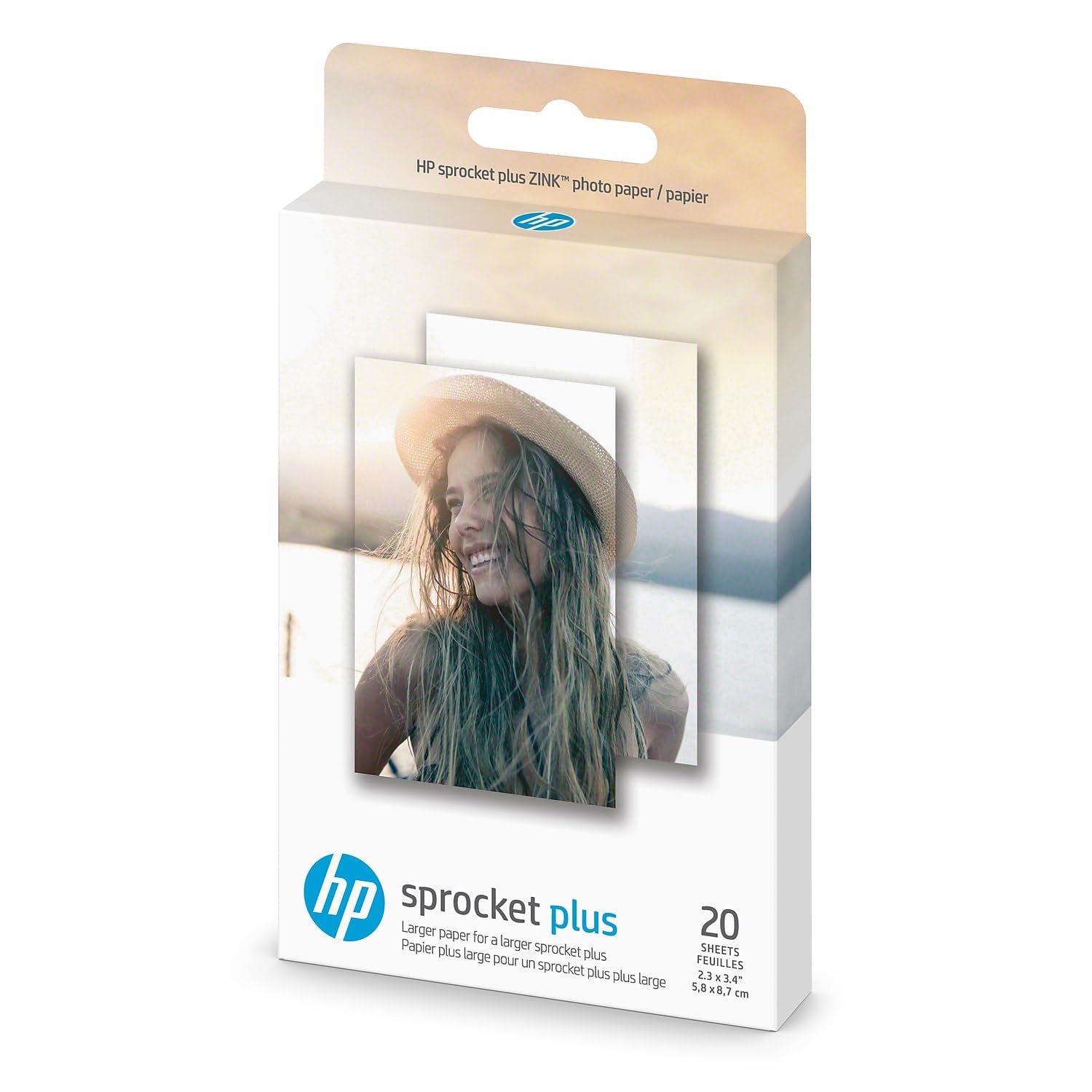 HP Zink Photo Paper for Sprocket Plus Instant Photo Printer, 20 Sticky Backed Sheets (2FR23A)