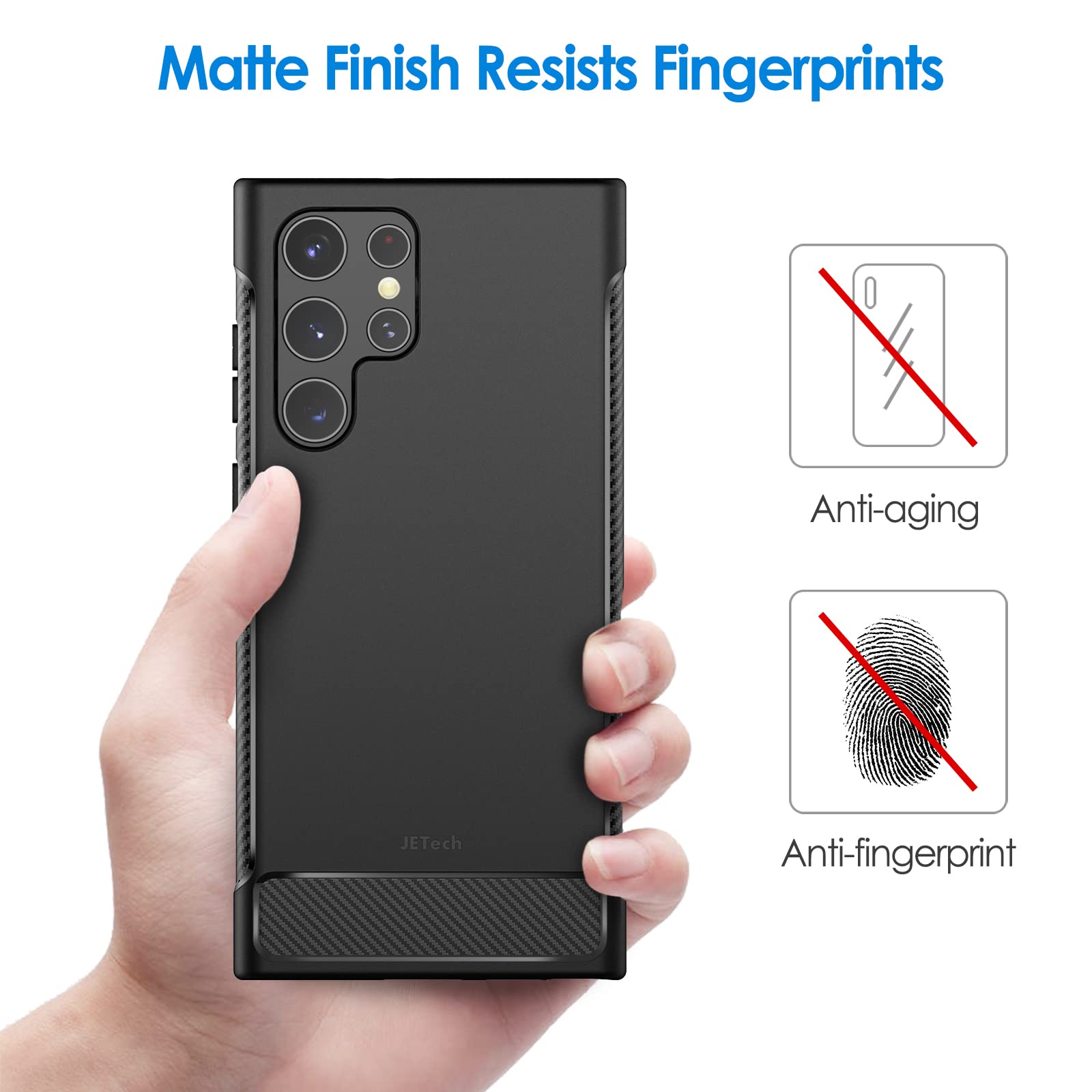 JETech Funda Fina para Samsung Galaxy S22 Ultra 5G 6,8 Pulgadas, Carcasa Delgada Teléfono con Choque-Absorción y Diseñado con Fibra de Carbono (Negro)