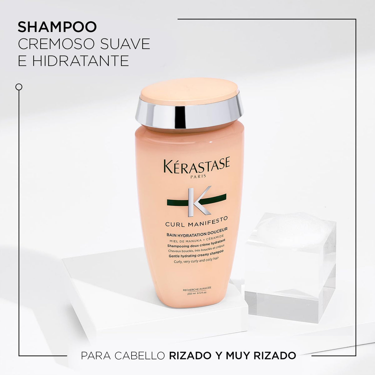 Kérastase Curl Manifesto Bain Hydratation Douceur, Shampoo para Cabello Rizado, con Miel de Manuka y Ceramida, 250 ml
