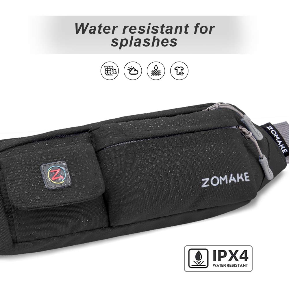 Riñonera ZOMAKE Negro cruzada resistente al agua con correa ajustable para Mujeres y Hombres