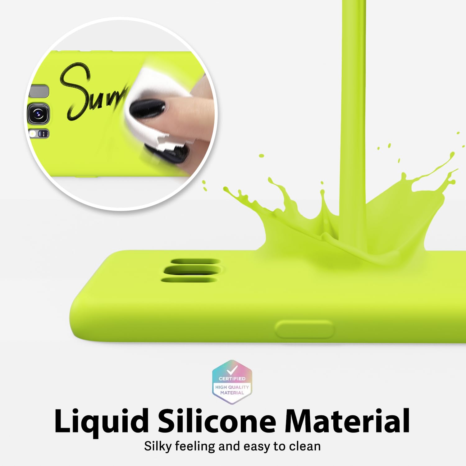 oakxco - Funda de silicona diseñada para Samsung Galaxy S8, color neón vibrante y brillante, funda de gel de goma suave para mujeres y niñas, linda, delgada y flexible de TPU de 5.8 pulgadas, amarillo neón