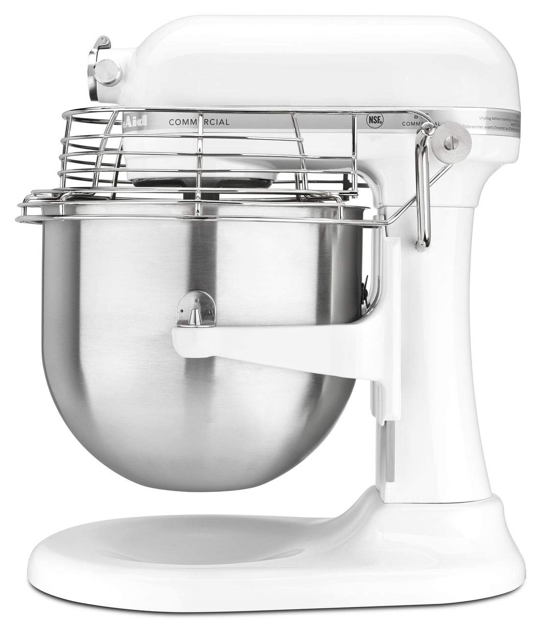 KitchenAid - Batidora elevadora de pie KSMC895WH con protector de tazón de acero inoxidable
