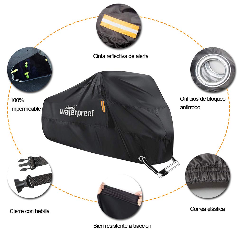 Dasking Funda para Bicicleta Moto Impermeable al Aire Libre Cubierta Resistencia al Agua Protección contra Polvo Viento UV Sol con Orificio de Bloqueo Antióxido Funda para Vehículos, Bicicleta de Montaña, Carrectera, Pista, Moto Deportivo