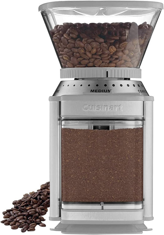 CUISINART - Molinillo de café, rebabas eléctricas de un solo toque con selector de molienda de 18 posiciones, acero inoxidable, DBM-8CGP1, gris frío