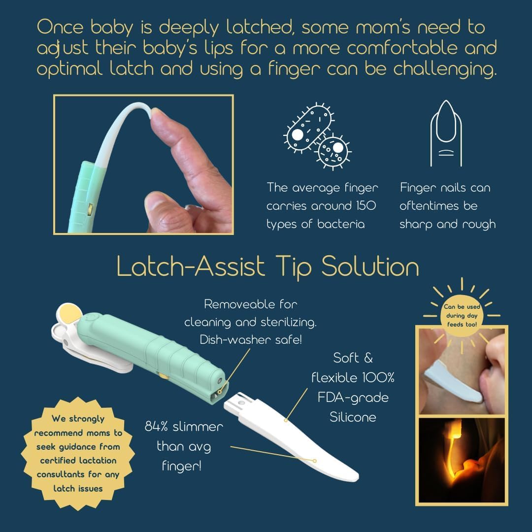 LatchLight - Luz nocturna para bebé portátil para lactancia materna y alimentación con biberón, brillo ámbar regulable, amigable con la melatonina, brilla en la oscuridad para una fácil ubicación
