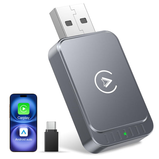 Adaptador Inalámbrico AuroraLink Azul 2 en 1 Rápido y Estable para CarPlay y Android Auto