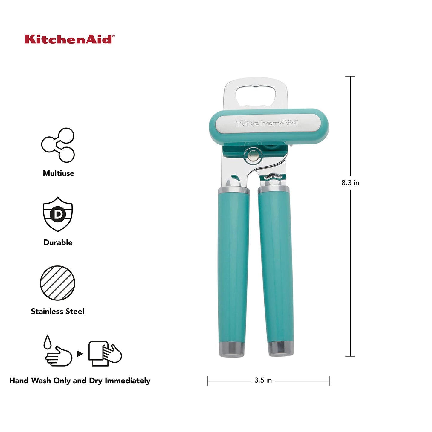 KitchenAid Abridor de latas/abrebotellas multifunción clásico, 8.34 pulgadas, Aqua Sky