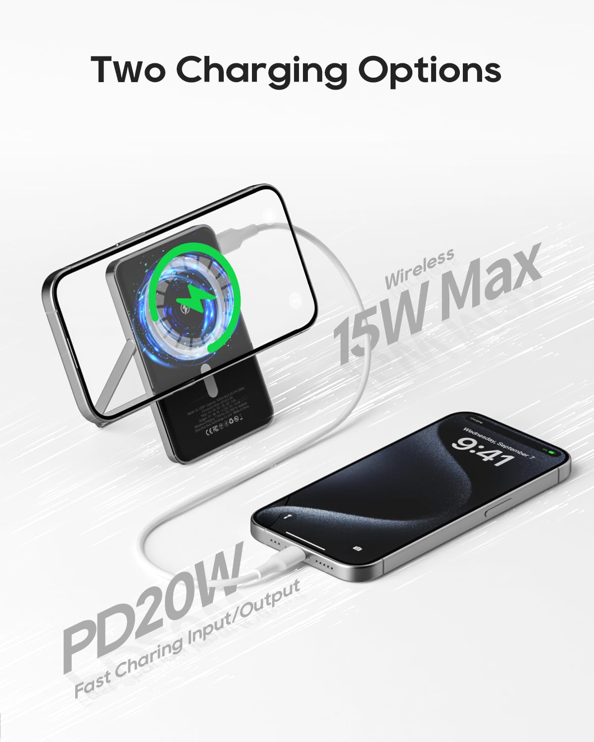 Kuulaa Power Bank Magnético 10000mAh, Batería Portátil Ultra Delgada 0.41 Pulgadas, Carga Rápida PD20W USB-C, Soporte Plegable con Ranura para Tarjetas, Compatible con iPhone 12-16 y Samsung Galaxy