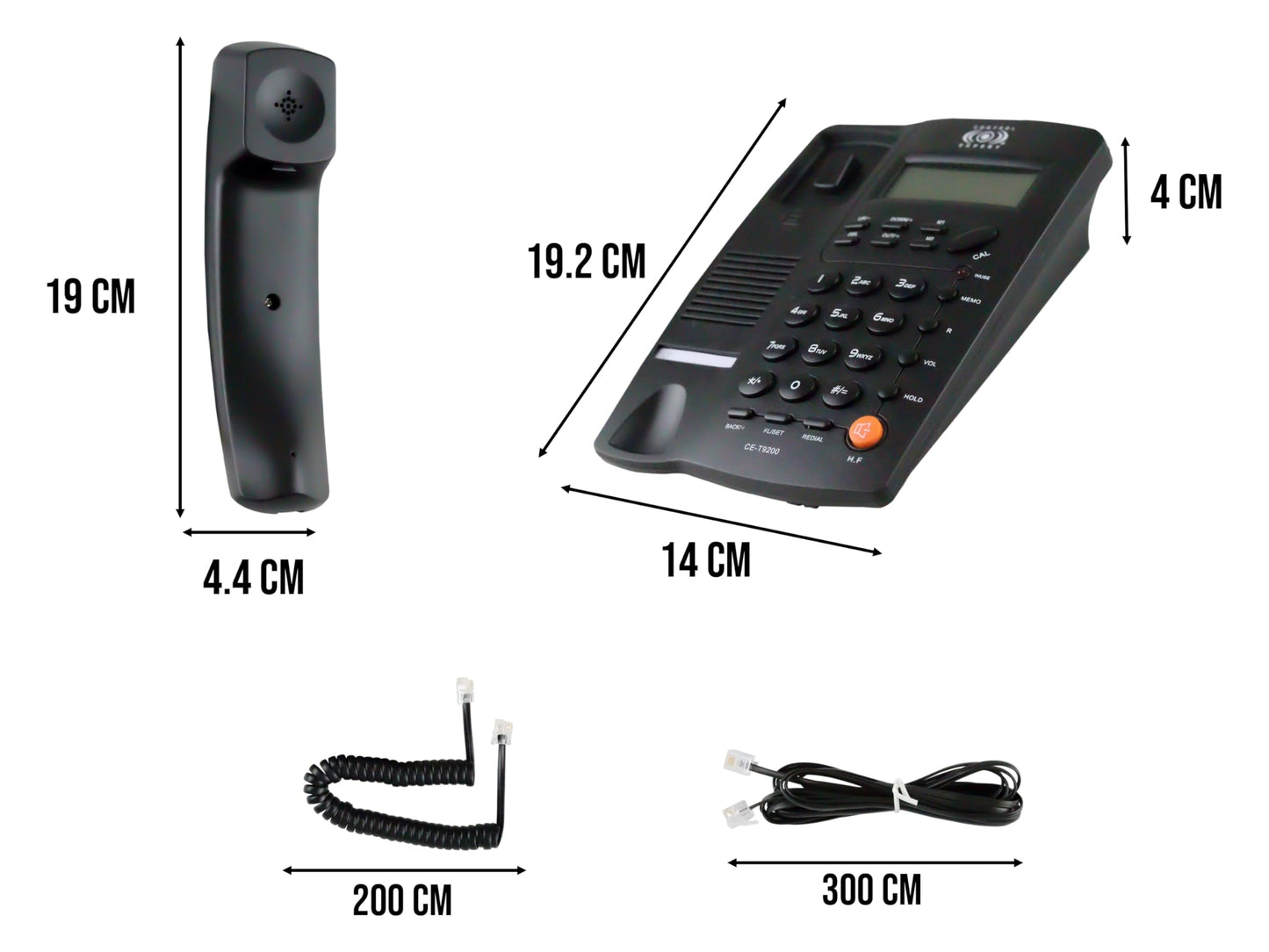CONTROL EXPERT Teléfono Alámbrico de Casa con Identificador de Llamadas, Manos Libres y Calculadora | Teléfono Fijo Moderno para Oficina, Negocio u Hotel | Diseño Compacto y Funcional