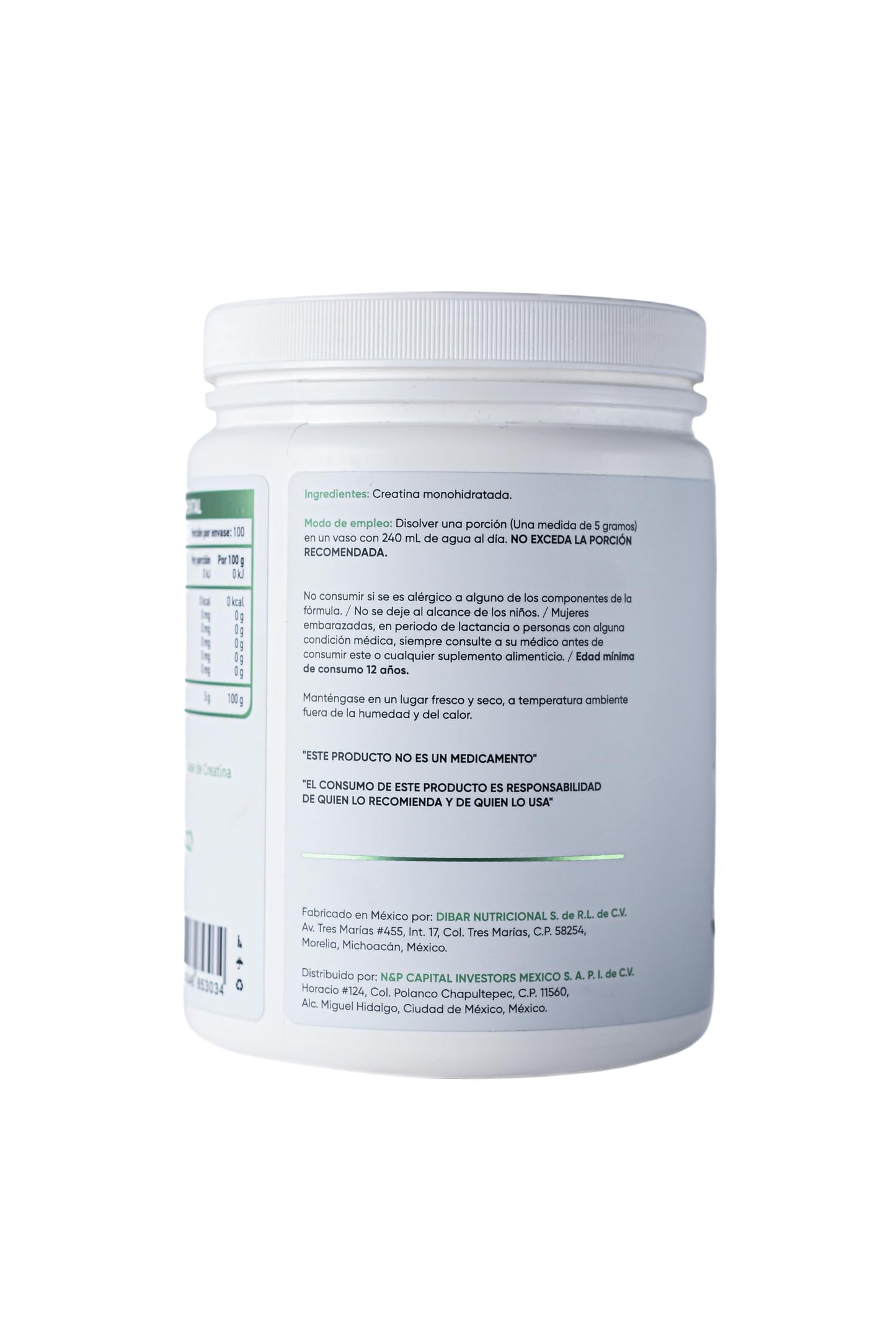 Baboo CREATINA Monohidratada PREMIUM 5g 100 Servicios 500g, Sin Sabor, Pre Workout, Alto Rendimiento, Alta Pureza, Pre Entreno