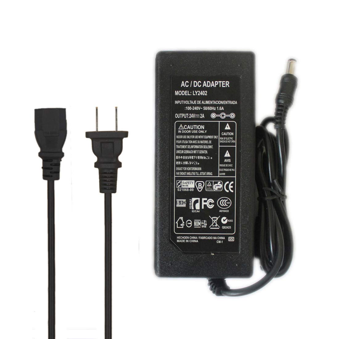 JOYLIT Alimentador 24V 2A 48W Transformador Voltaje de Entrada AC 100-240V a DC 24V, Fuente Alimentacion Adaptador para Tira de LED