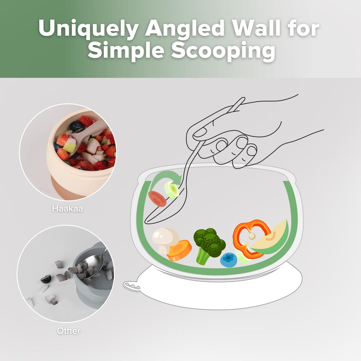haakaa - tazón de silicona para hongos para bebé, tazón de alimentación de bebé y cubiertos Bendy, tostado
