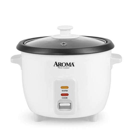 Aroma Housewares Aroma 6 tazas (cocinadas) 1.5 cuartos de galón One Touch Arrocera Blanca (ARC-363NG), 6 tazas cocidas / 3 tazas descocidas / 1.5 cuartos de galón