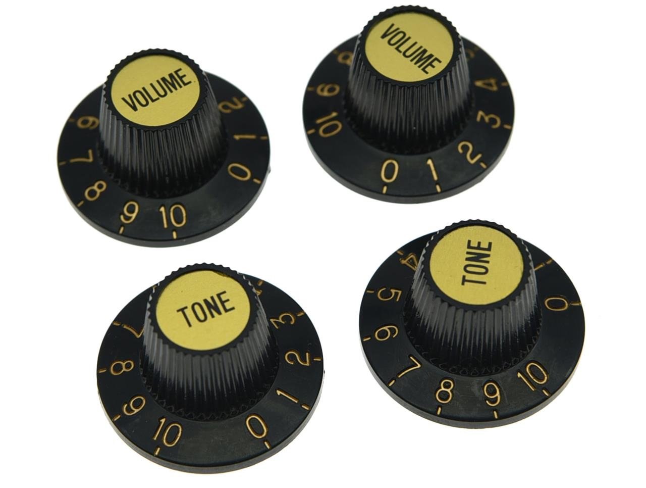 Dopro - Perillas de sombrero de bruja para guitarra métrica LP, color negro con tapa dorada, 4 unidades, para SG Epi Les Paul