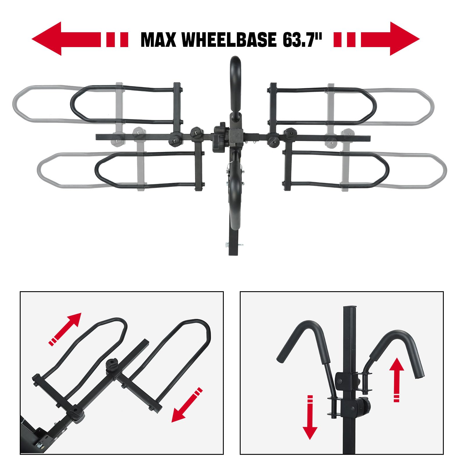 Portabicicletas de Plataforma XCAR Negro Plegable para Coches, Camiones, SUV y Minivans