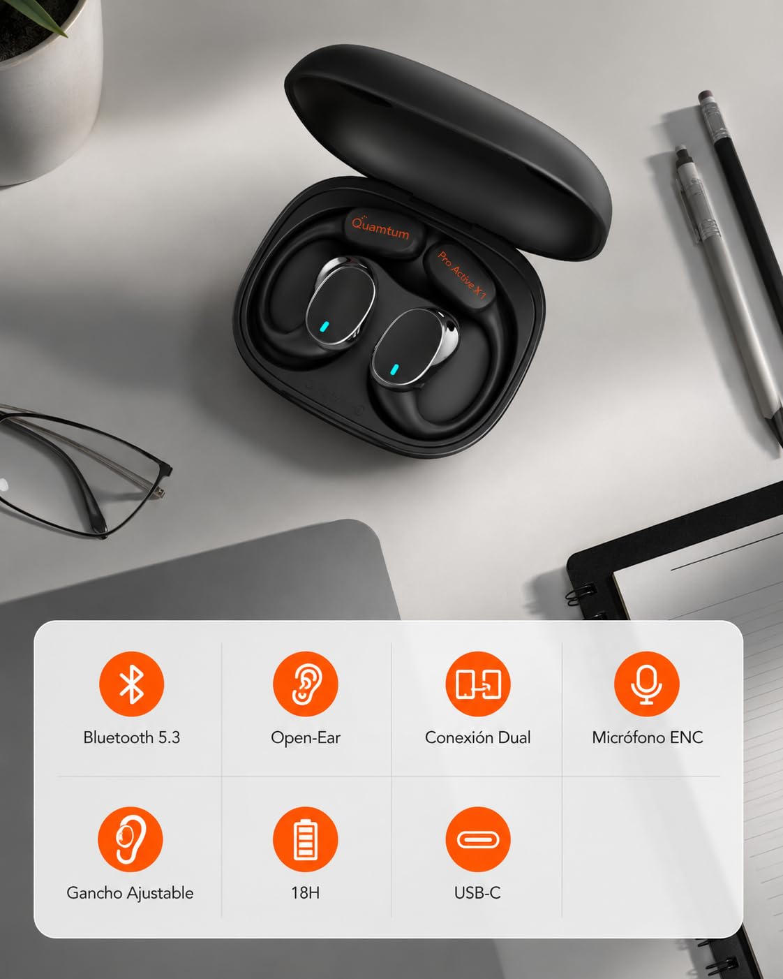 Audífonos Inalámbricos QUAMTUM Pro Active X1 Bluetooth 5.3