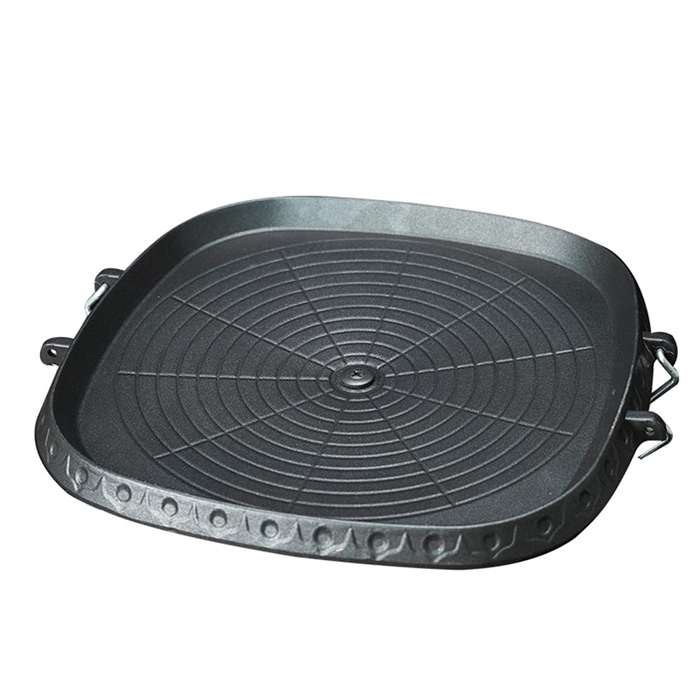 AIROKA - Sartén cuadrada antiadherente para barbacoa coreana con material natural, revestimiento de 6 capas, fácil drenaje de grasa de 11.8 pulgadas, rango de gas, para el hogar y al aire libre