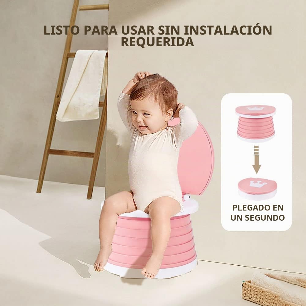 Portátil, plegable para el orinal del bebé, asiento de inodoro de entrenamiento de emergencia para el coche, camping, al aire última intervensión, interior (rosa, pequeño)