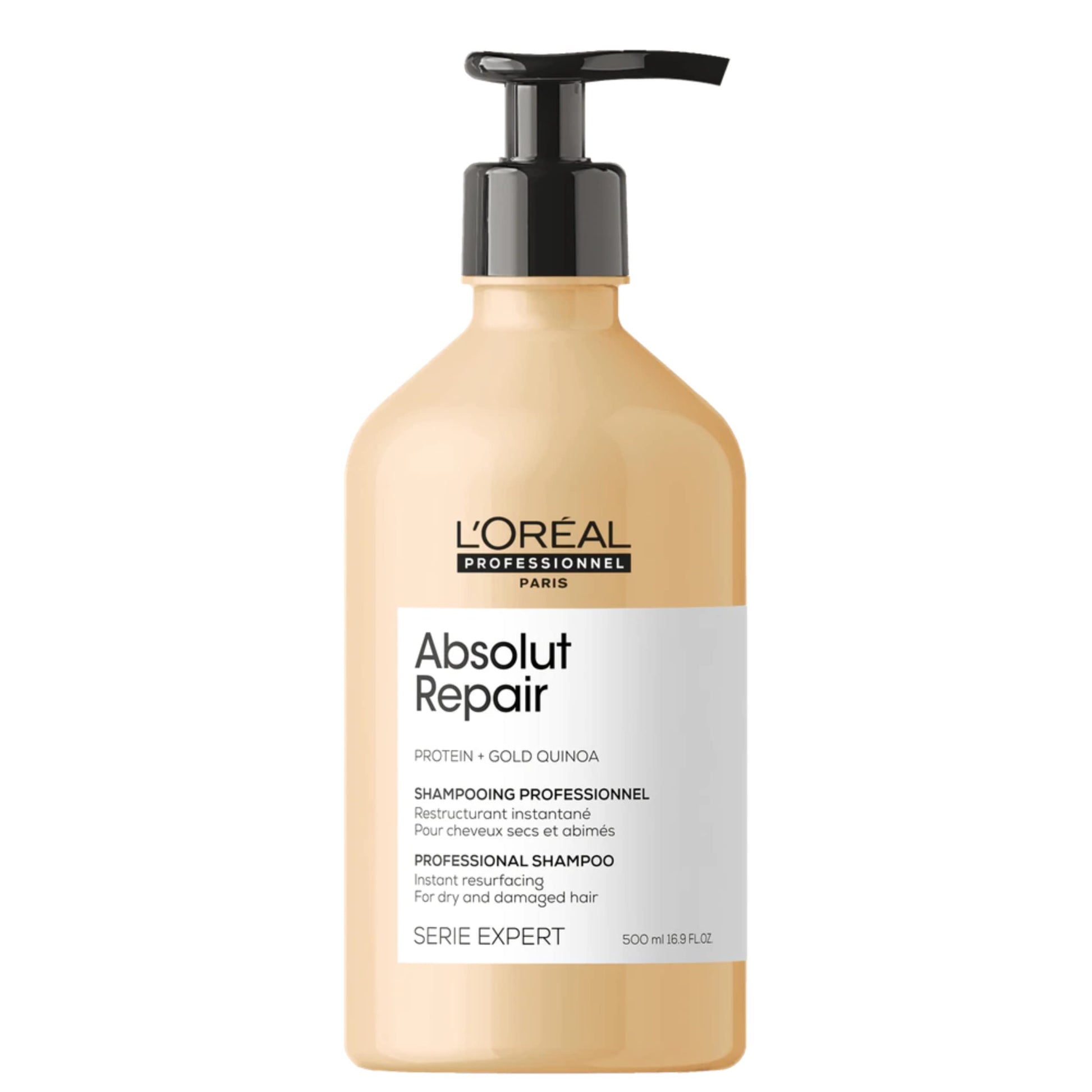 L'Oreal Professionnel Shampoo Reparador Para Cabello Danado 500 Ml Serie Expert Absolut Repair Gold + Acondicionador reparador para cabello danado 200 ml + Suero reparador de cabello danado 90 ml