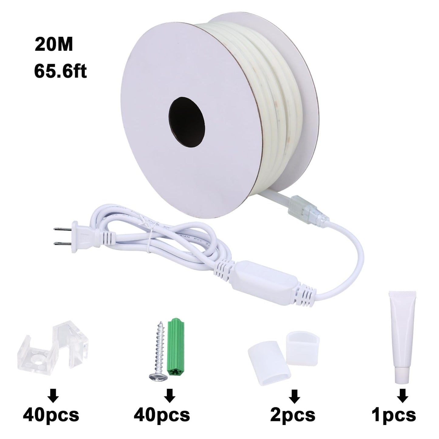 BENLUN Tira LED COB 110V 20 Metros, 2700K Blanco Cálido Luces de LED Exterior Impermeable, 10W/M CRI 90+ Flexible Luz LED sin Transformador para Habitacion Techo, Decoración, Patio