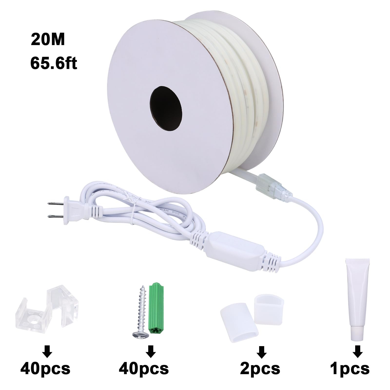 BENLUN Tira LED COB 110V 20 Metros, 2700K Blanco Cálido Luces de LED Exterior Impermeable, 10W/M CRI 90+ Flexible Luz LED sin Transformador para Habitacion Techo, Decoración, Patio