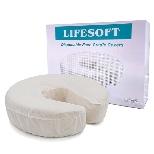 Lifesoft Disposable Massage Headrest Covers â€" Medical Grade, Ultra Soft, Face Rest Cradle Covers, White, Pack of 100