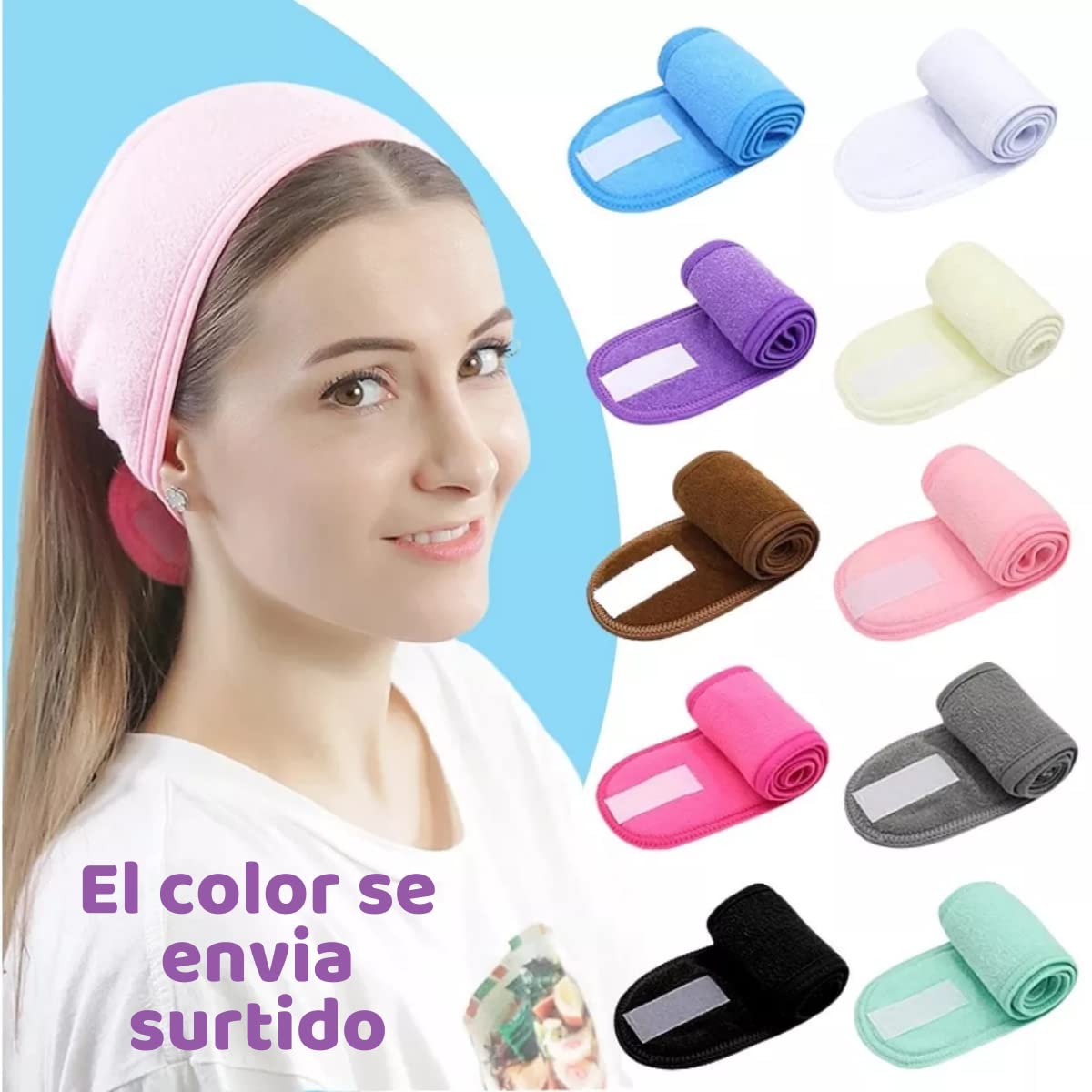 Set Paquete Cuidado Facial Mascarillas Hidratante Rutina Skin Care Mascarilla Hidroplastica Banda Sujeta Cabello con Velcro Brocha Pincel Silicona Aplicar Mascarillas Tratamientos Mascarillas Comprimidas