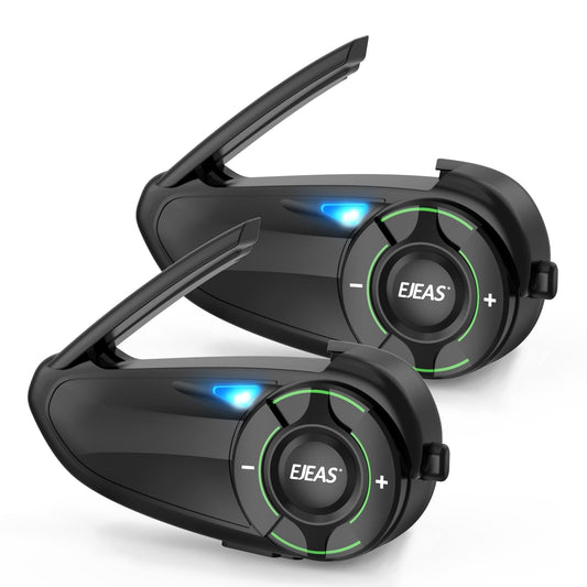 Casco de Motocicleta SolaMr Q8 Negro Bluetooth Intercomunicador 230 Horas 6 Pilotos con Cancelación de Ruido y Radio FM paquete de 2