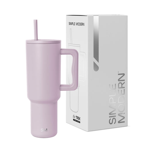 Vaso Térmico Simple Modern Lavender Mist con Asa y Pajita Aislado de Acero Inoxidable Trek Colección 40 oz