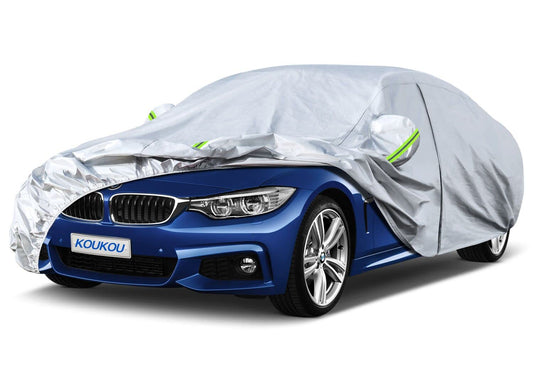 KouKou 6 Capas Cubierta Impermeable para Automóviles, Cubiertas Exteriores Completas, Universal para BMW Serie 3 328i 330i, Toyota Corolla,Honda Civic,Chevy Cruze etc.(450-470cm)