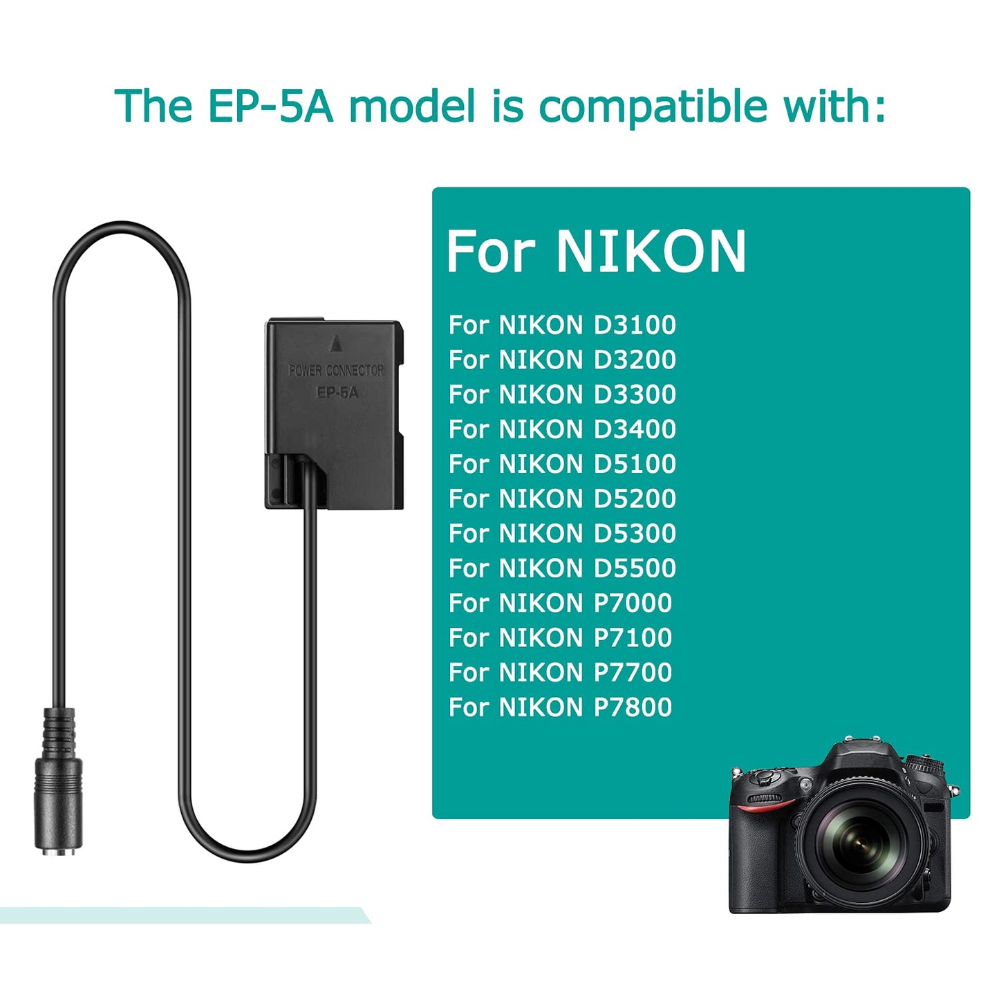 5V USB Línea De Conducción DC 8.4V + EP5A EP-5A EN-EL14 Batería Virtual + 5V3A USB Adaptador para Nikon P7800 P7100 D5600 D5300 D5200 D5100 D3400 D3300 D3200